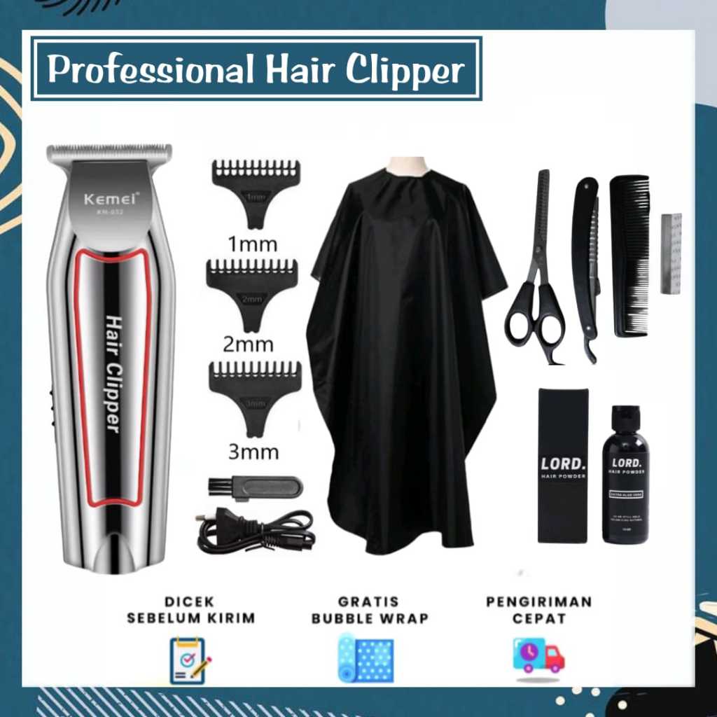 Alat Cukur Rambut Kemei 032 Hair Clipper Detailer Barbershop Profesional Trimmer