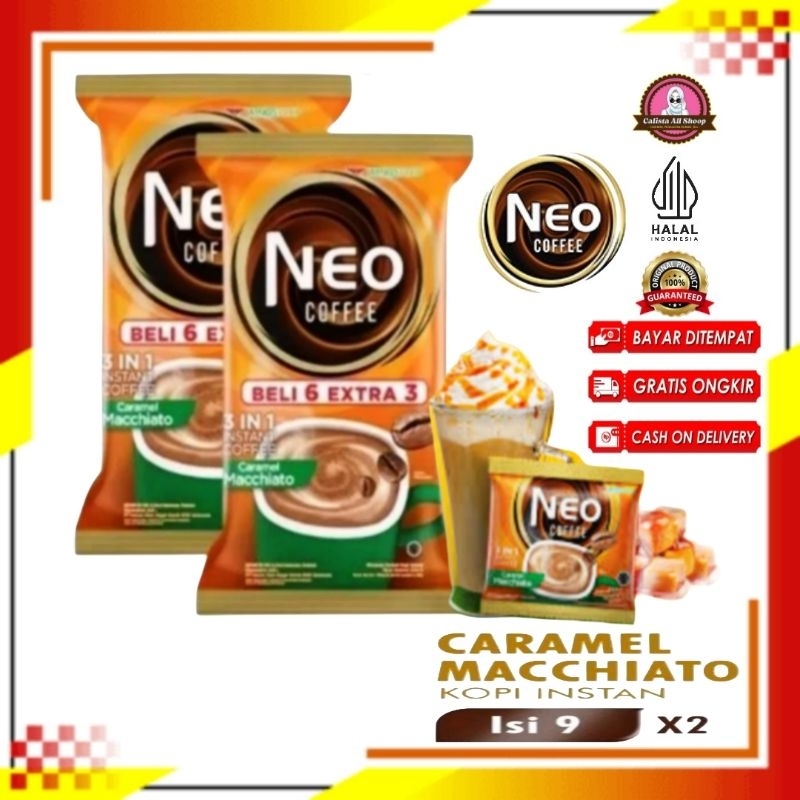 

Neo Coffe Kopi Instan Caramel Macchiato Pack 20gr Isi 6 + 3 pcs X2