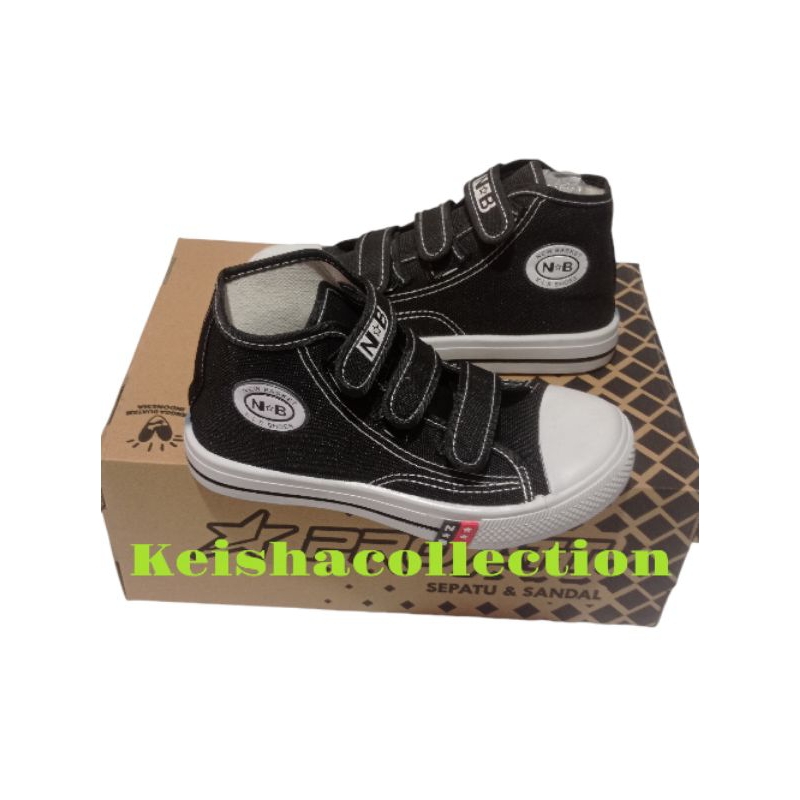 Sepatu sekolah sneakers skate fashion NB warrior both pendek hi Lo velcro kreket