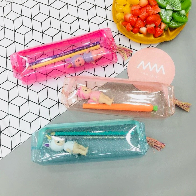 

TEMPAT PENSIL TRANSPARANT GLITTER ESTETIK TOUMING | PENSIL CASE