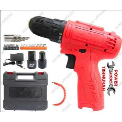 Mesin Bor Baterai Cas Charger 12V Cordless Drill Mata Bor / HDT CDD405
