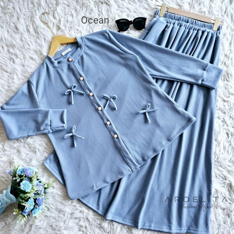 ARDELITA - Set Coquette Pevita Pearly Cardigan 2in1 - One Set Rok dan Atasan Terbaru Wanita Remaja D