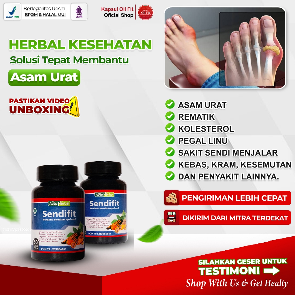 SendiFit Sehat Sendi Obat Asam Urat Nyeri Sendi Saraf Kejepit Encok Keseleo Rematik Sakit Tumit Tula