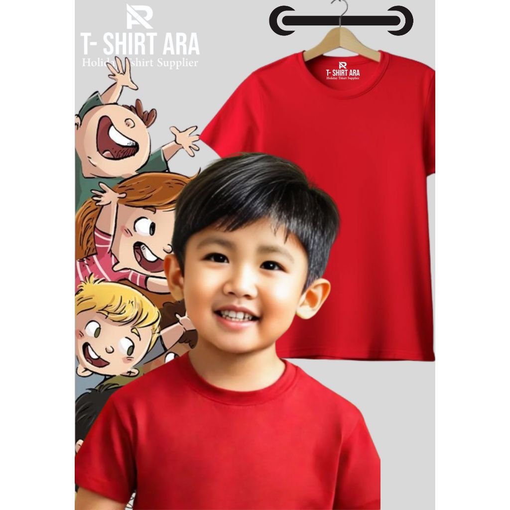 kaos anak laki laki polos cotton combed 30s merah