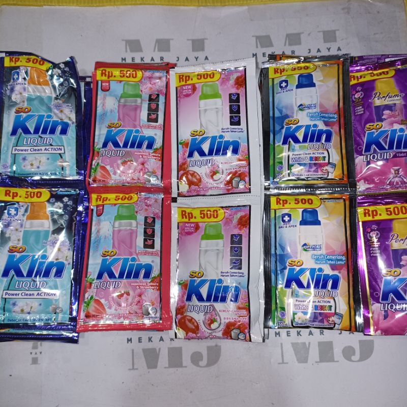 [1Renceng] Soklin 500an Cair Liquid Sachet So Klin Detergen 12Sachet