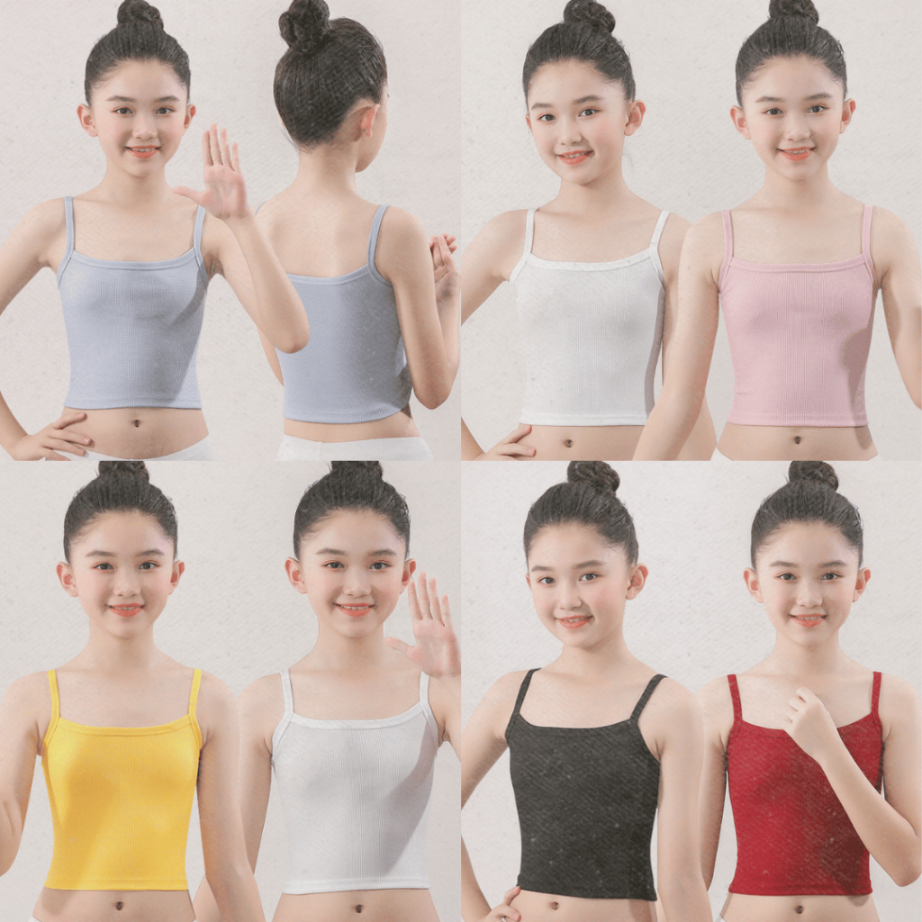 Tanktop Tengtop Miniset Pakaian Dalaman BH Bra Spons Busa Anak Perempuan Remaja ABG Polos Tanpa Kawa