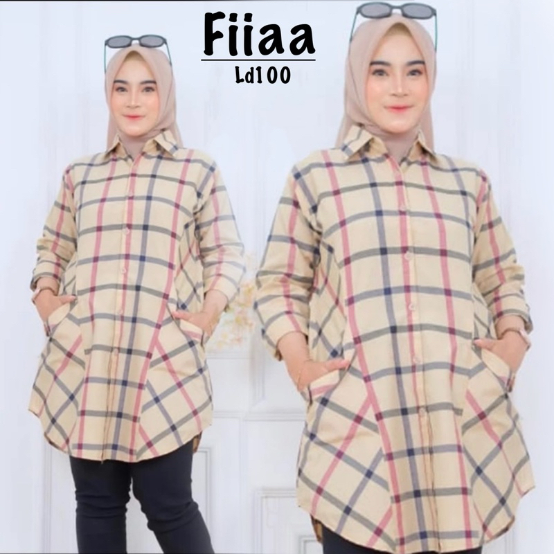 Kamila Tunik Kotak/Tunik katun/Tunik jumbo/Tunik premium