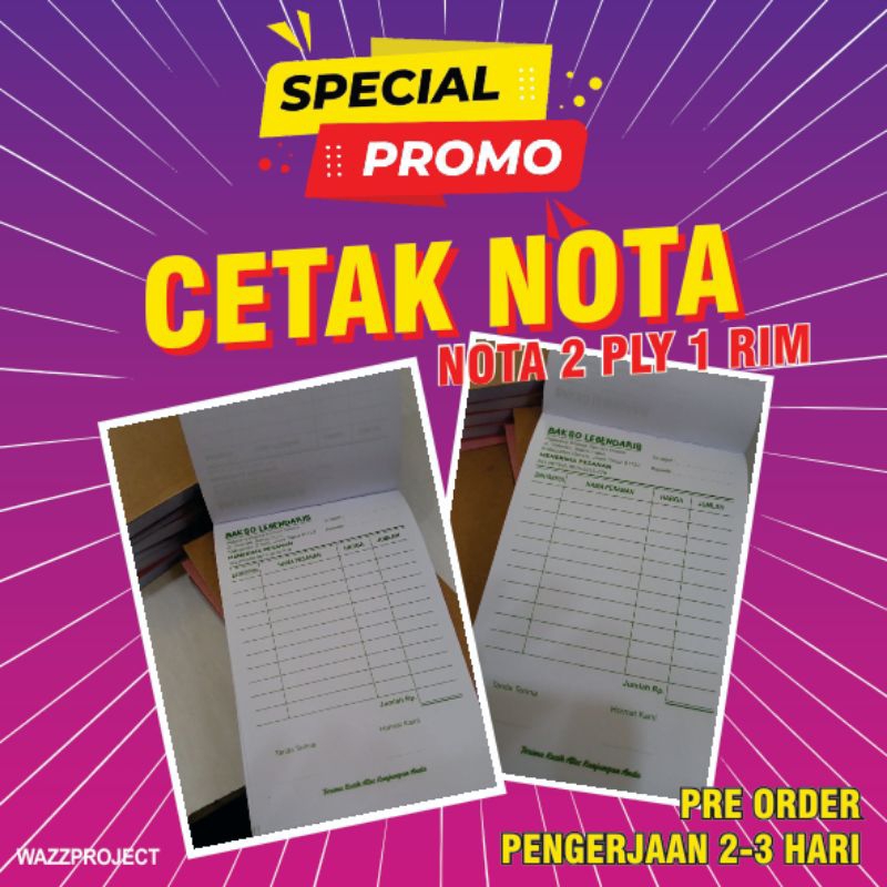 

Cetak Nota 2 Ply 1RIM / Cetak Kwitansi / Nota 2 Ply