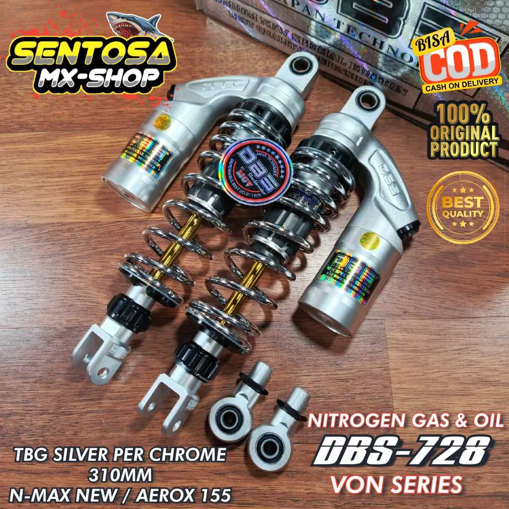 SHOCK BELAKANG TABUNG ATAS DBS 728 VONS SERIES  UKURAN 310MM AS GOLD NMAX NEW / AEROX 155 ORIGINAL