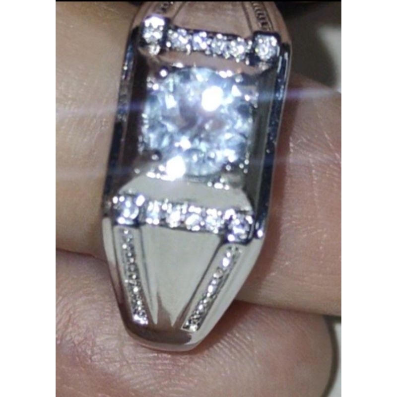 Cincin Blue Sapphire mix Moissanite stamp s925