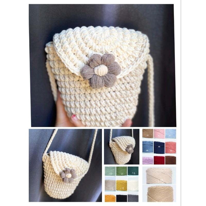 DAISY PUFF BAG Tas selempang / Tas rajut 100% handmade