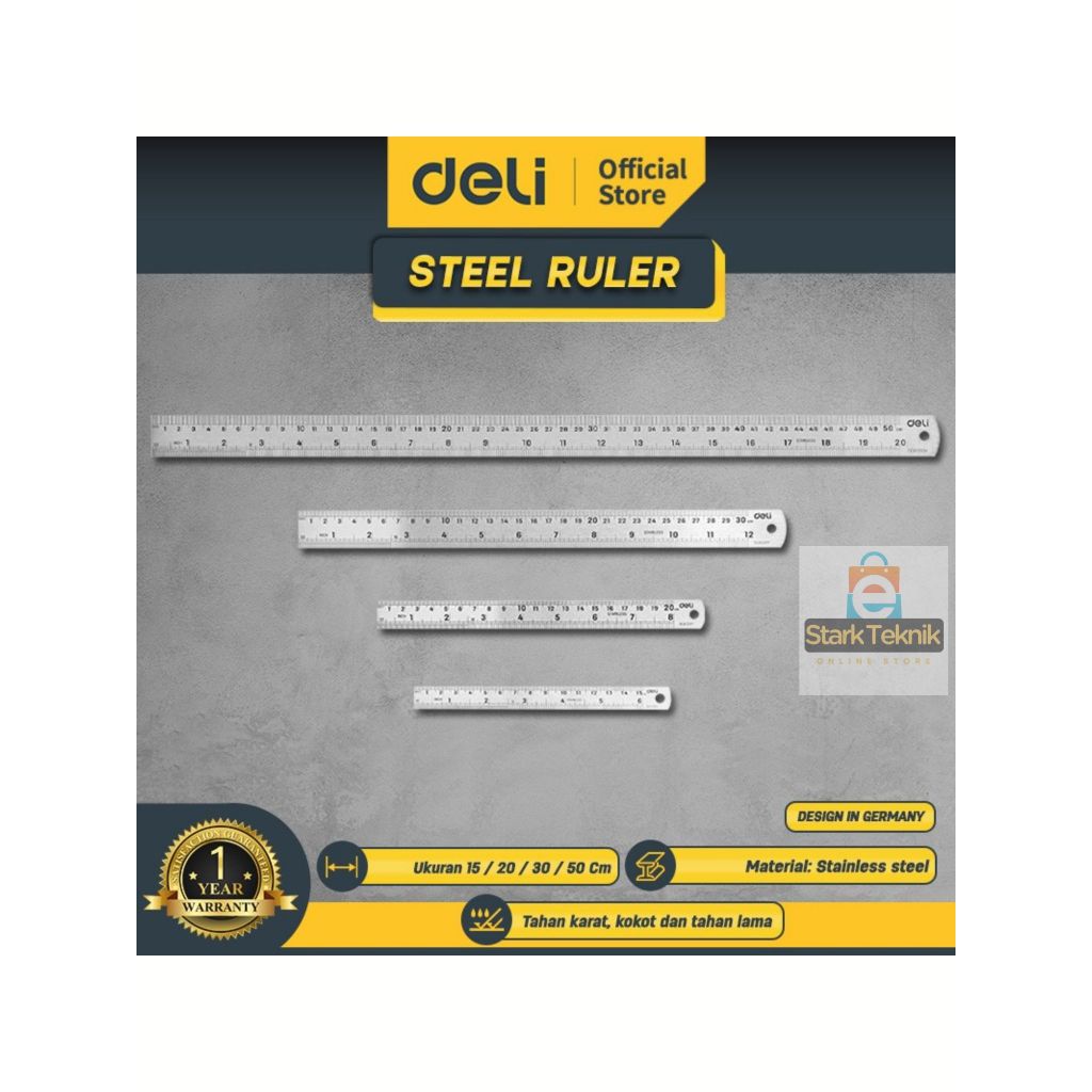 

Deli Penggaris Besi 15 / 20 / 30 Cm Steel Ruler EDL8020y