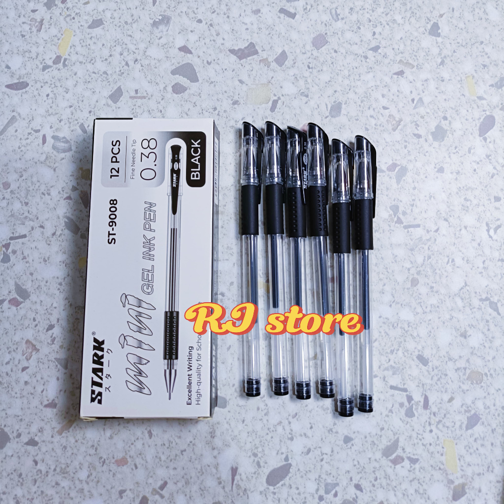 

1 Box 12 pcs Pulpen Gel 0,5 mm Stark ST-9007 Tinta Hitam