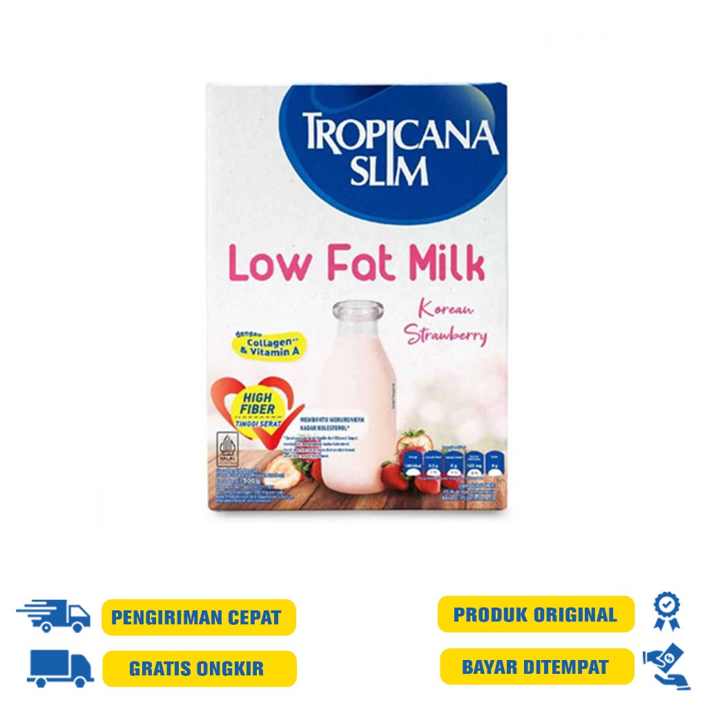 

Tropicana Slim Low Fat Milk Korean Strawberry | Susu Stroberi Korea Rendah Lemak 500 GR