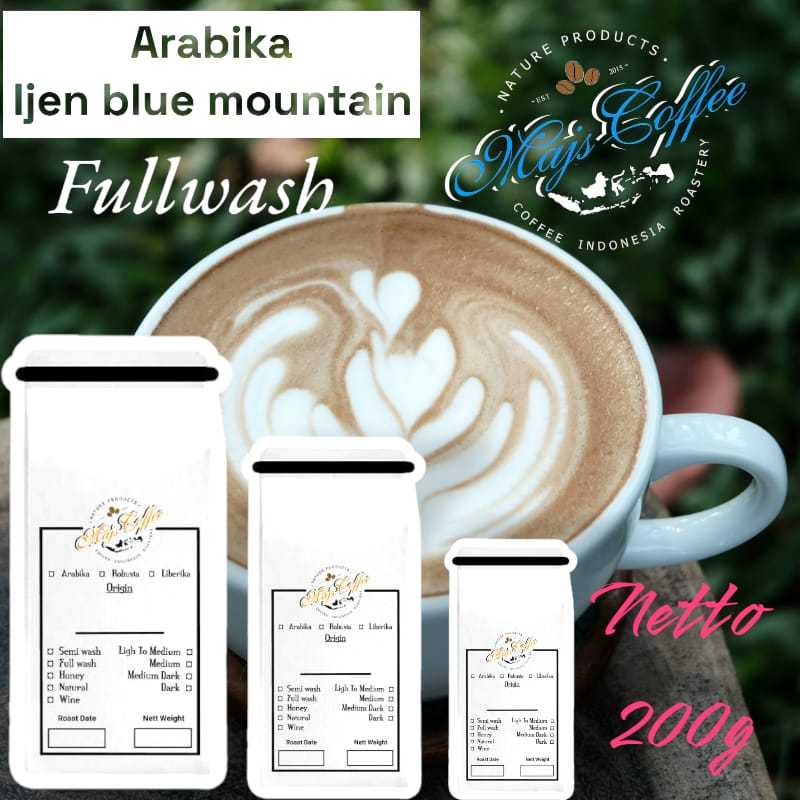 

biji kopi roasted arabika soesialty ijen blue mountain full wash 200g