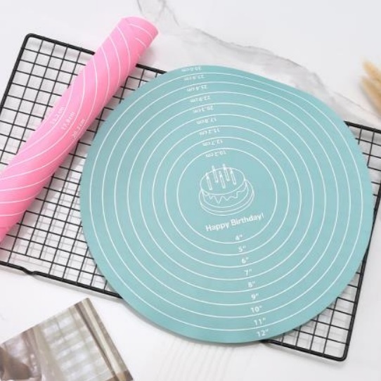 Baking Mat Silicone Alas Adonan Bulat Tatakan Adonan Kue Roti Silikon 30 Cm