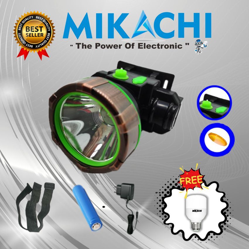 SENTER KEPALA LED MIKACHI 30WATT BATERAI BISA DI LEPAS