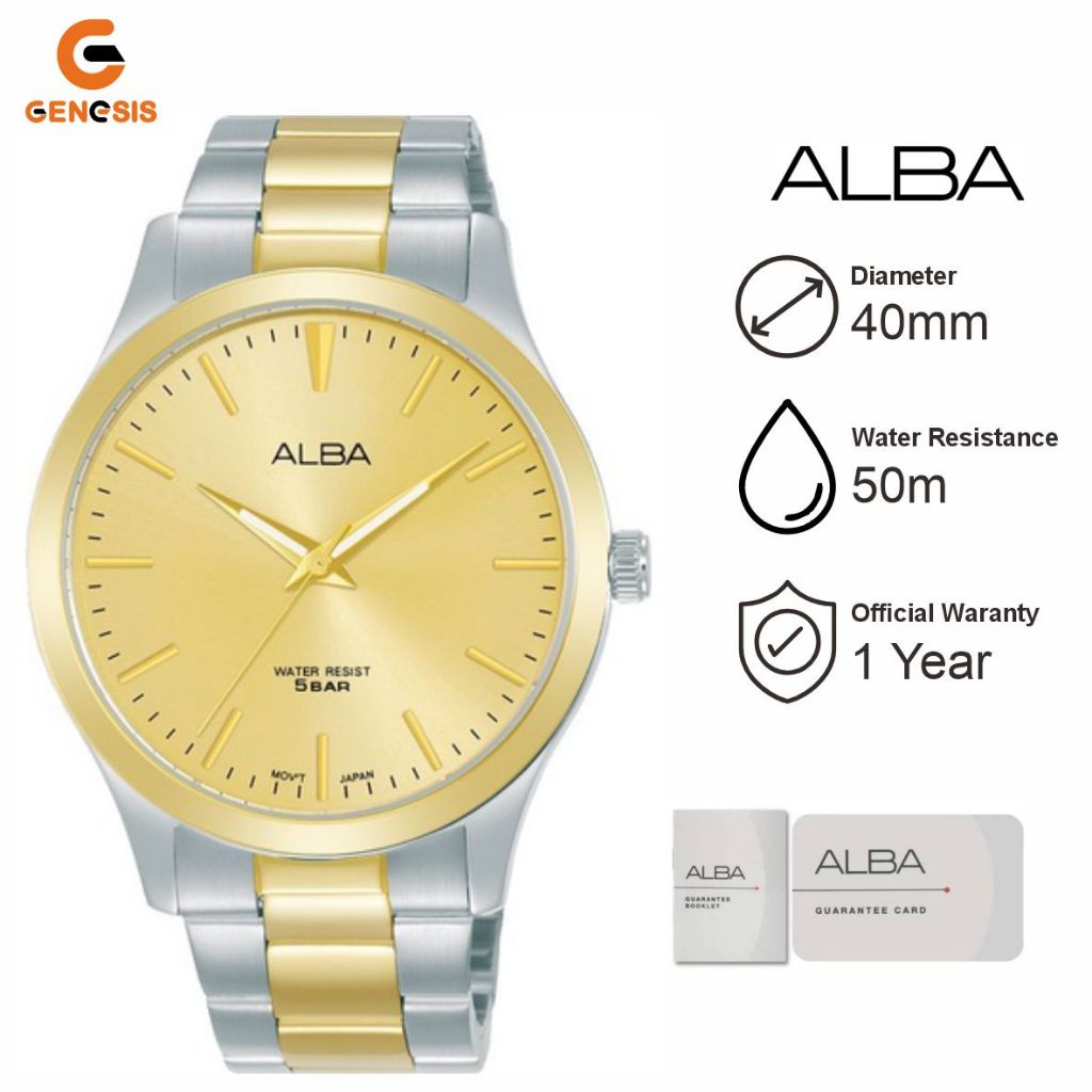Alba ARSY98 Jam Tangan Pria Analog Stainless Steel Gold Silver