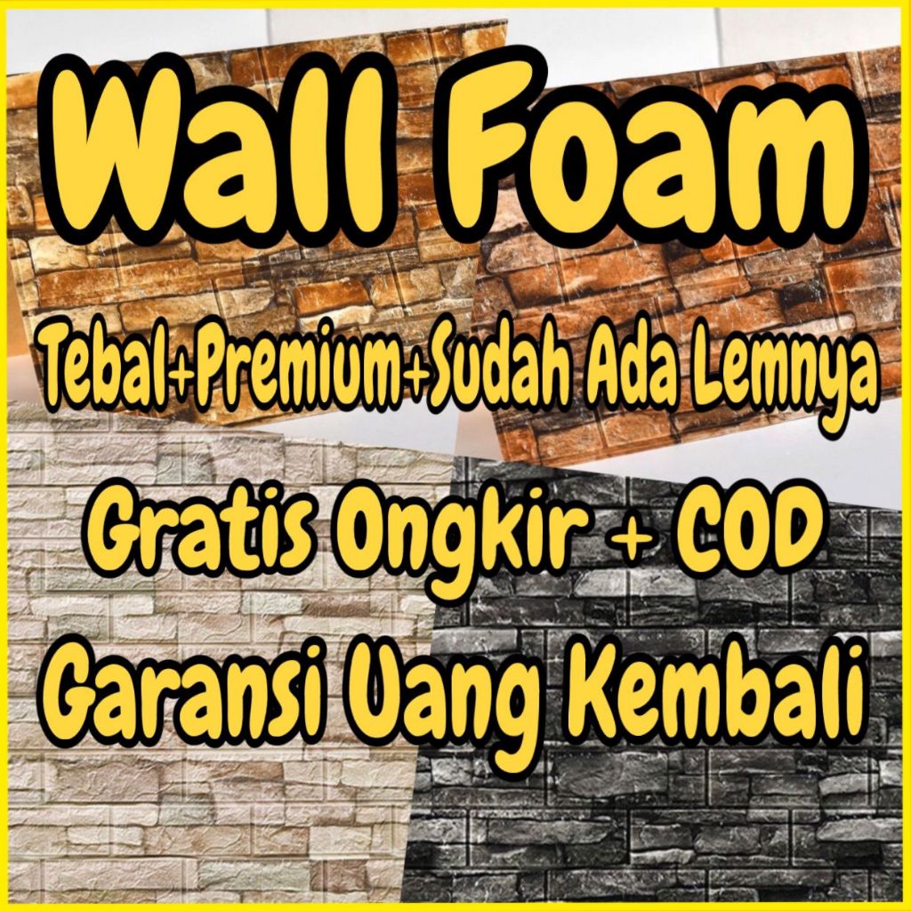 Wallpaper Dinding 3D bata / wallpaper 3D Foam tebal 4.5mm High Quality