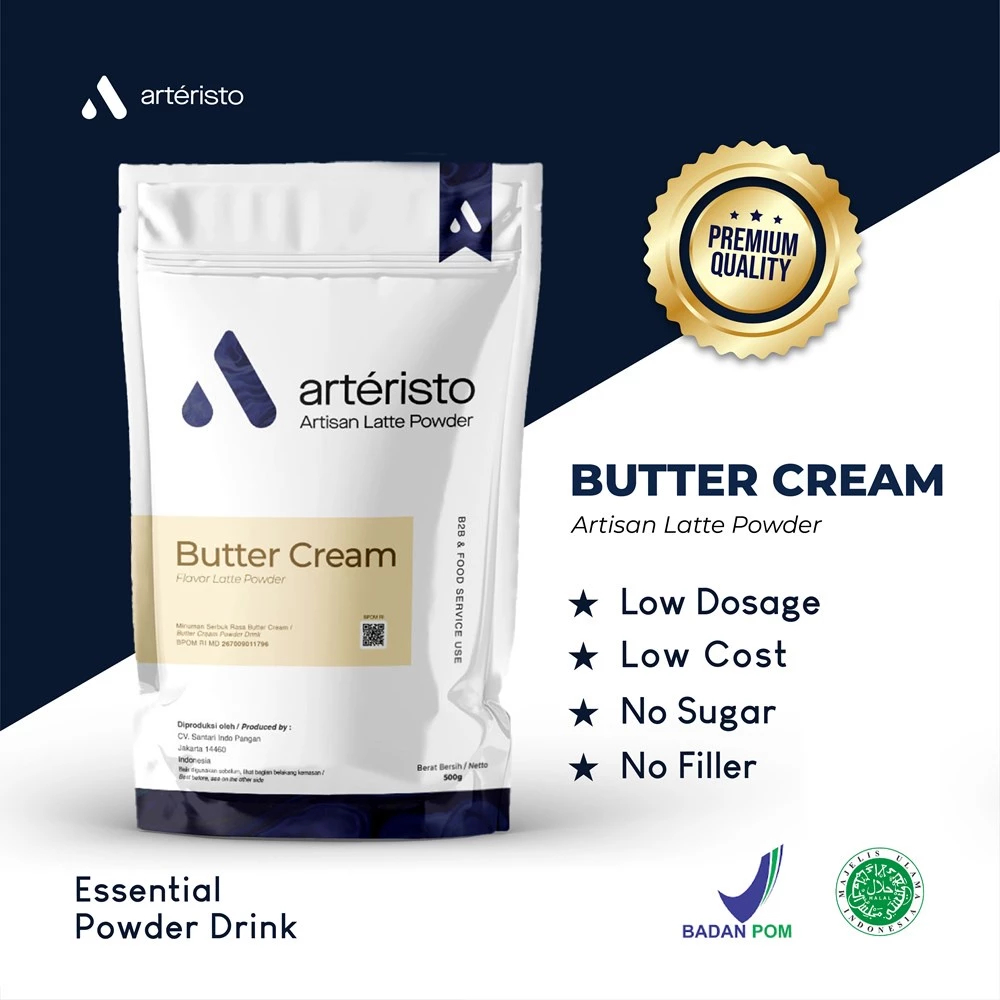 

Arteristo Butter Cream Premium Topping Powder Drink - No Sugar - Bubuk Minuman