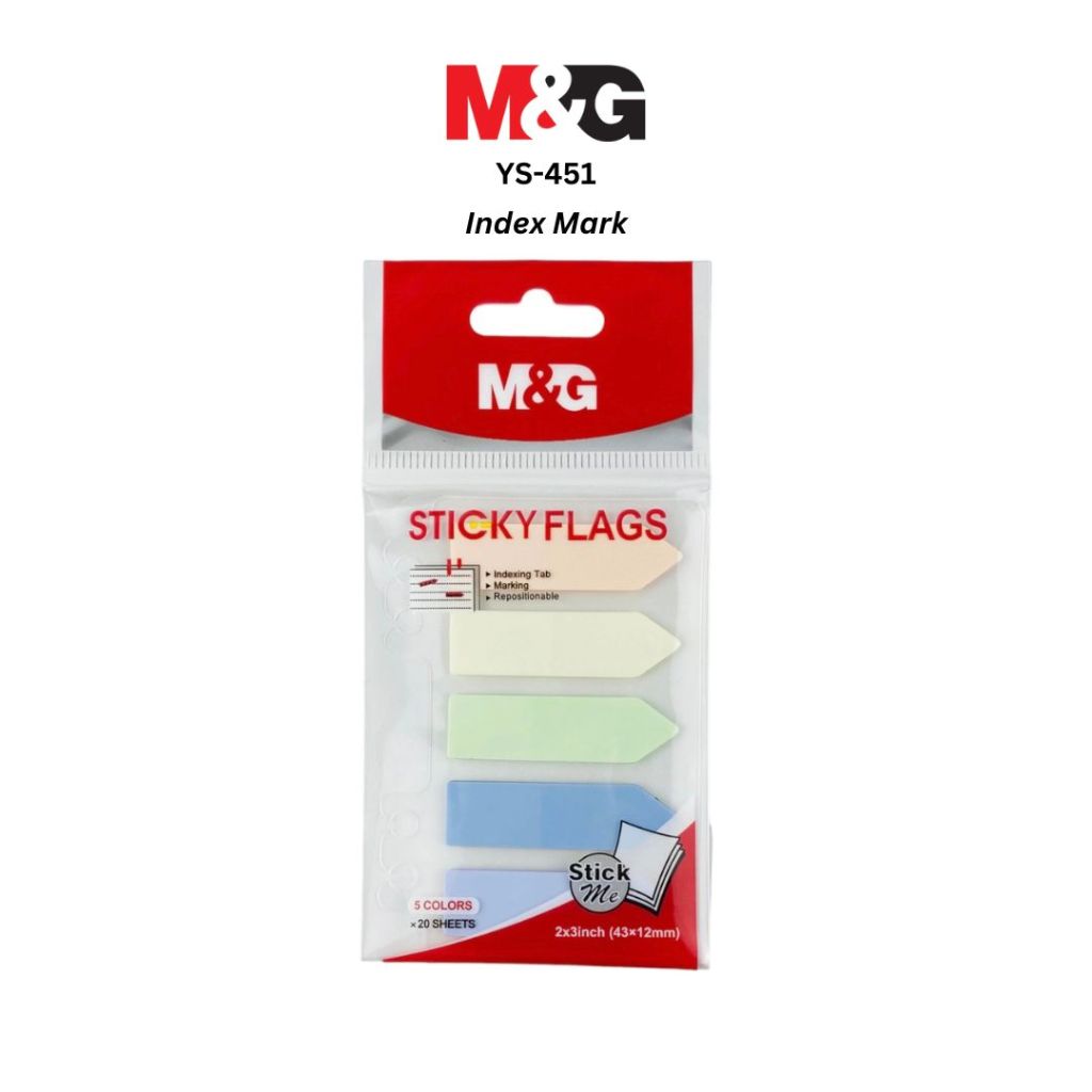 

Sticky Flags Pastel Color M&G YS-451 Indexing Tab Marking Repositionable 2x3inch 5 Warna x 20 sheet- SHAGB