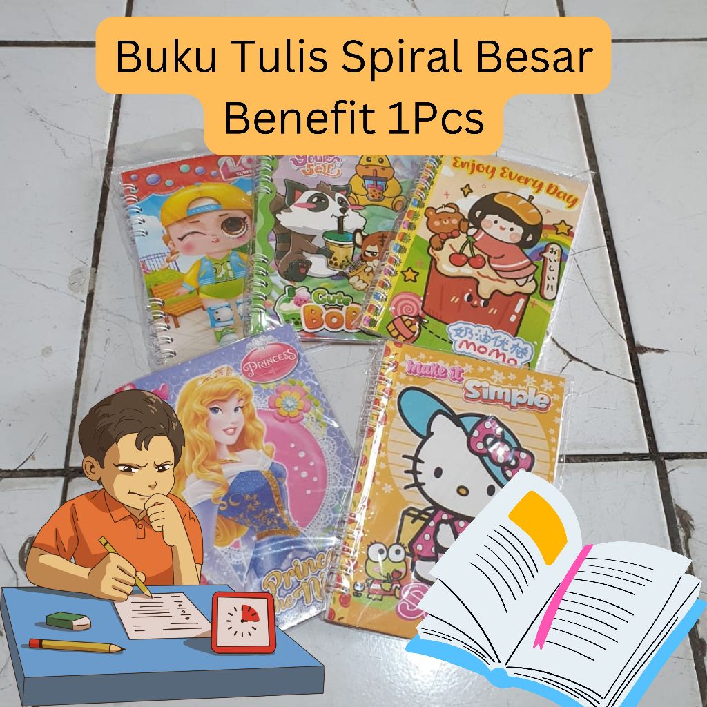 

BUKU TULIS SPIRAL BESAR BENEFIT BERGAMBAR 1 PCS