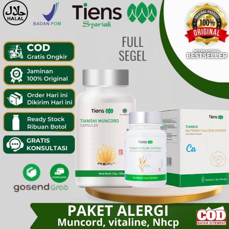 PAKET ALERGI TIENS TERLENGKAP | Alergi Kulit, Biduran, Debu, Dingin | Muncord Vitaline Calcium