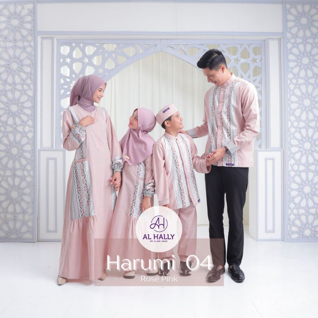 (COD) SARIMBIT KELUARGA TERBARU AL HALLY HARUMI 04 ROSE PINK - SET COUPLE LEBARAN KATUN SONGKET PREM