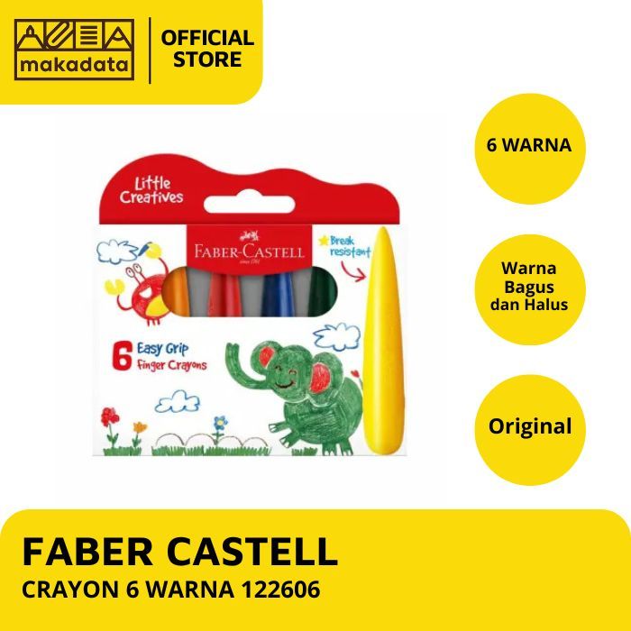 

CRAYON / OIL PASTEL FABER CASTELL ISI 6 WARNA EASY GRIP FINGER 122606 MURAH