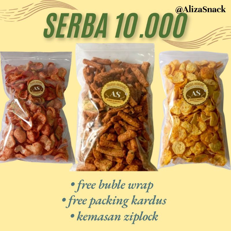 

AlizaSnack Camilan serba 10.000,Aneka Snack Serba 10.000/Camilan murah/keripik pedas/basreng