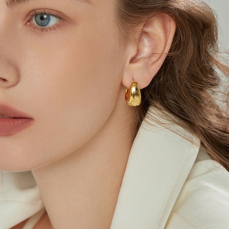 KODE L72J Jahida  Earrings Water Drop Anting Wanita Tindik Hijab Emas Perak Giwang Besar Simple Lucu