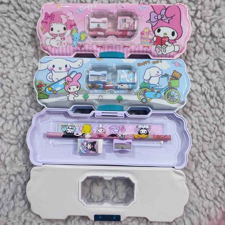 

kotak pensil viral sanrio magnet karakter kuromi melody cinnamoroll set alat tulis