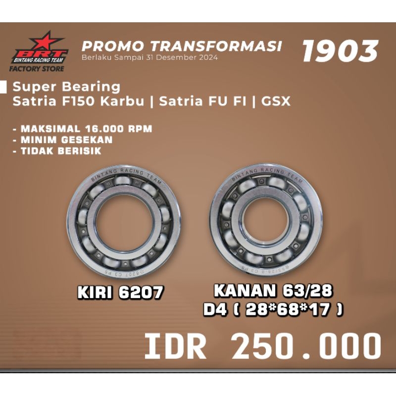 BEARING KRUK AS BRT LAHER KRUK AS BRT C3 HIGH SPEED SATRIA FU KARBU FI GSX