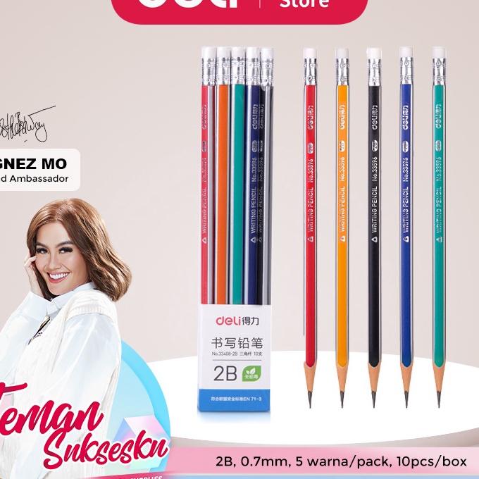 

Super Deli Graphite Pencil Pensil Kayu 2B 1pcsPack dengan Penghapus 334