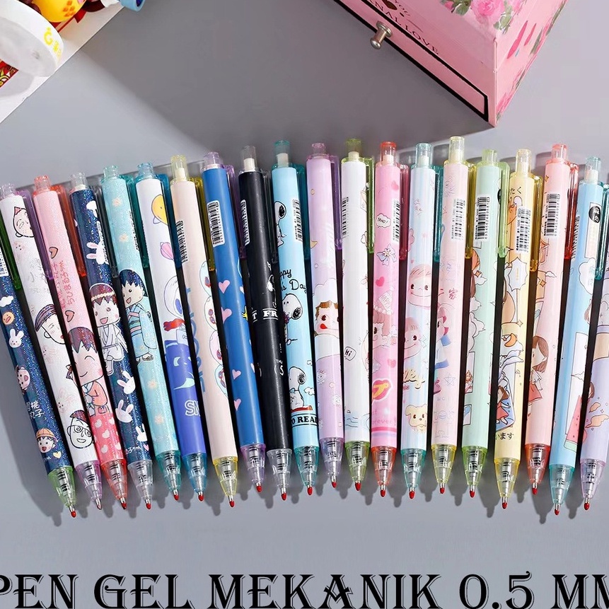 

HJ6 ED 1 LUSIN 12 BIJI PULPEN GEL MEKANIK MOTIF CARTOON PEN GEL MEKANIK LUCU PULPEN AESTHETIC