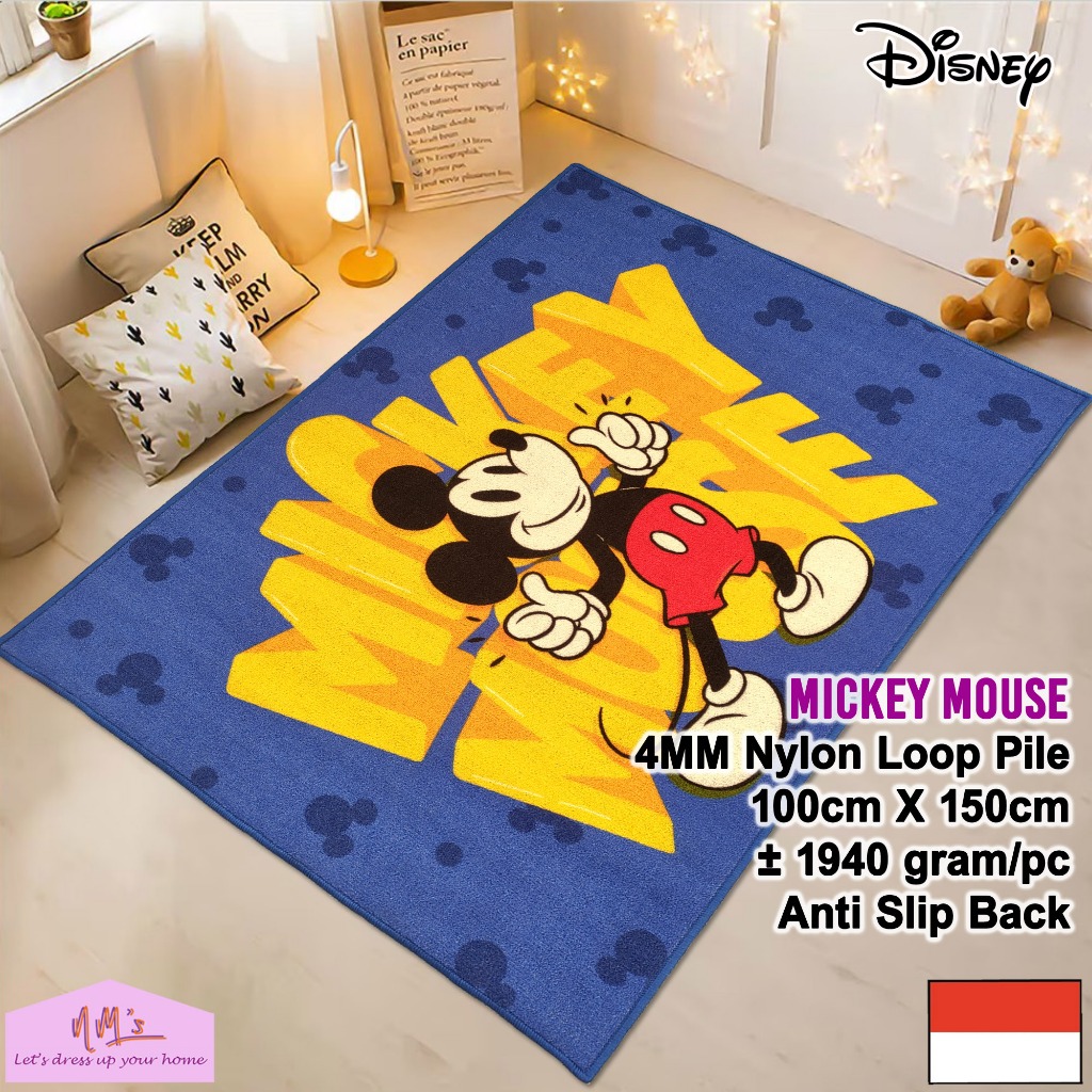 Disney Mickey Mouse Official Merchandise karpet 100 cm x 150 cm bermain anak bayi motif kartun karak