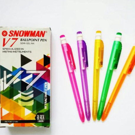 

FG2 PEN PULPEN SNOWMAN V7 WARNA WARNI 12 PCS
