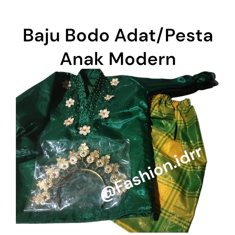 Baju Bodo Adat/Pesta Hijau Anak 5-15 Tahun