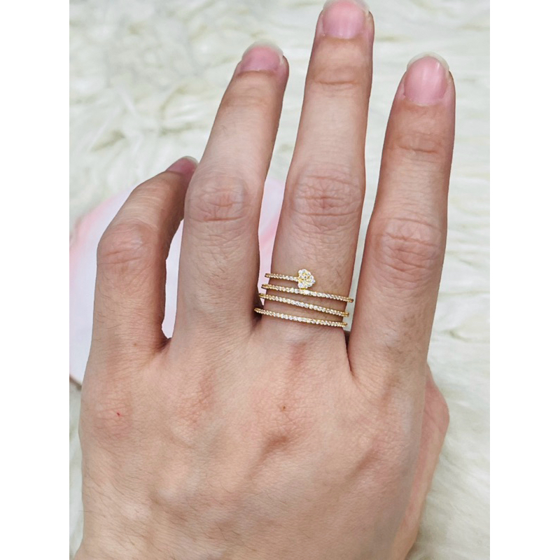 Cincin lilit love permata mewah elegant emas asli kadar 875