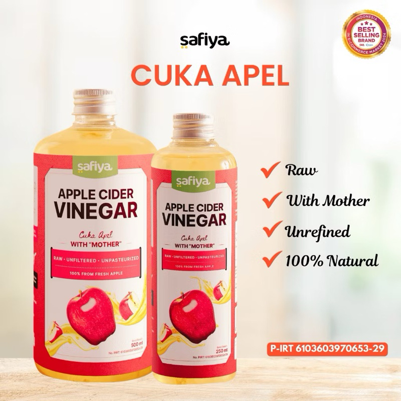 

{Free Sendok Kayu} Cuka Apel SAFIYA (500 250 100 ML) Apple Cider Vinegar With Mother 100% Asli - Safiya