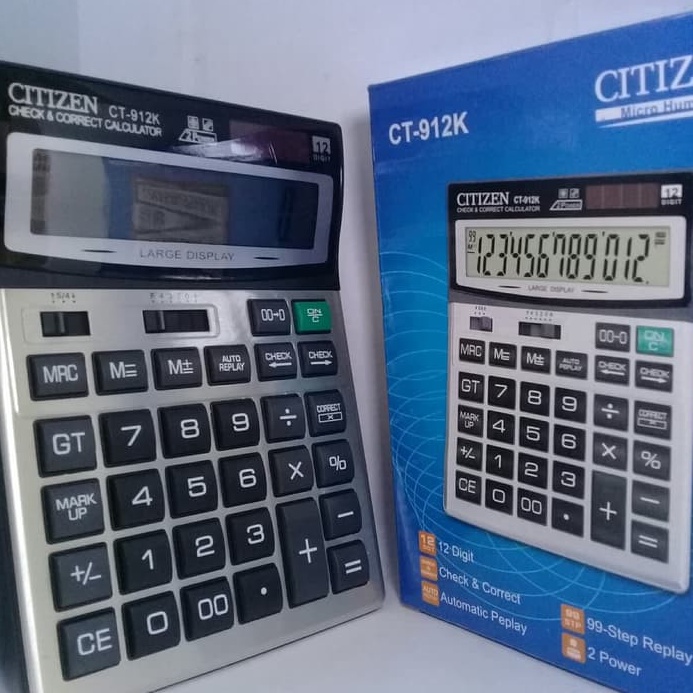 

ART I4E KALKULATOR CITIZEN CT912K CALCULATOR baterai aa mudah 12 digit cek ulang dengan KUALITAS 912 K