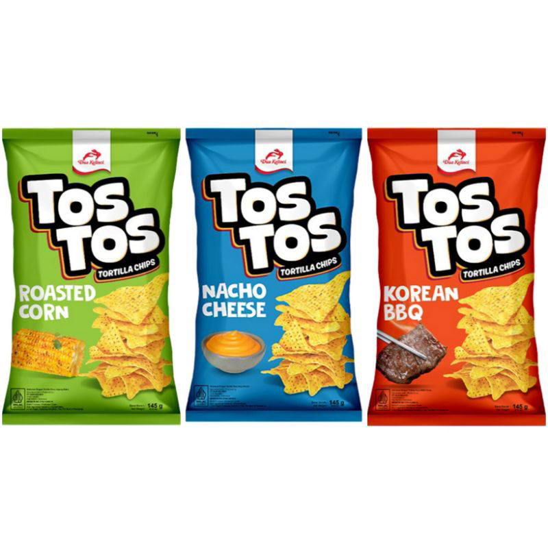 

Tos tos tortilla chips korean bbq / nacho cheese / roasted corn 140 gram