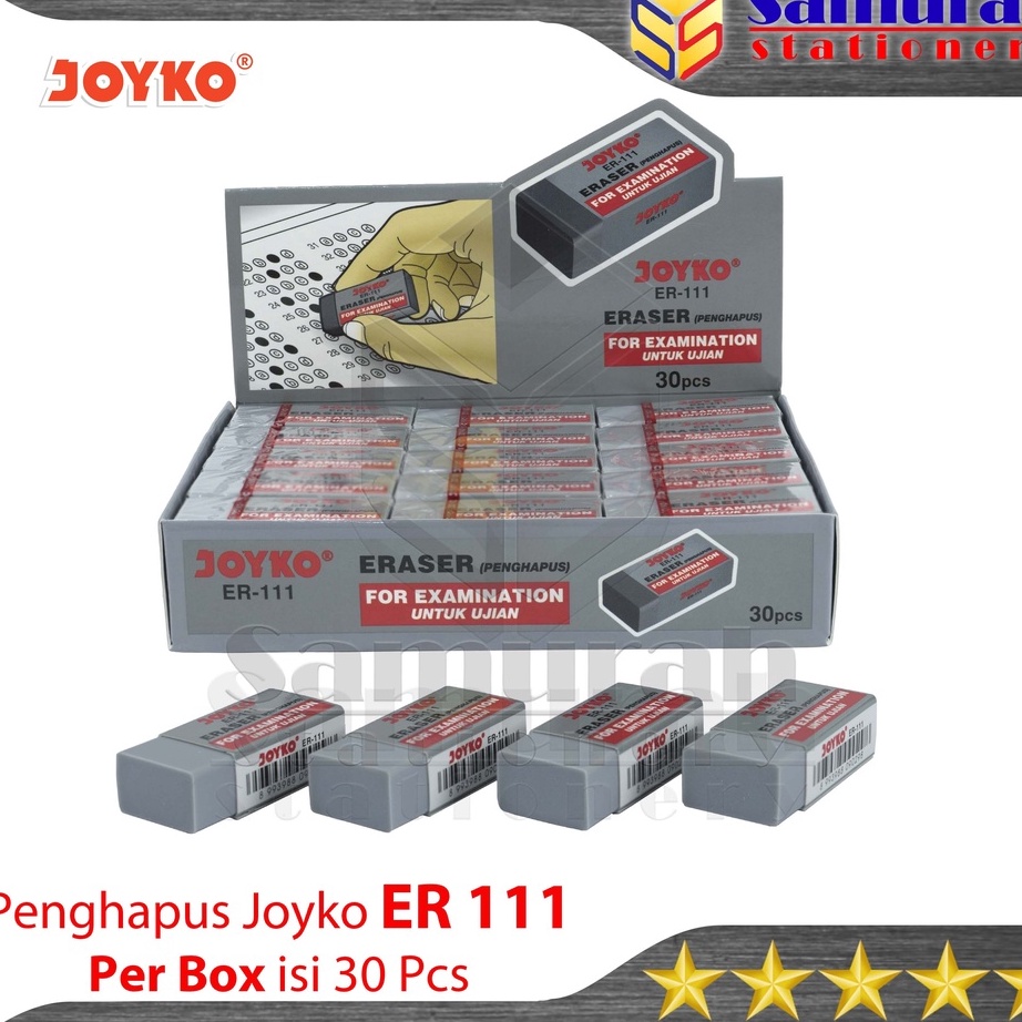 

Terlaris Penghapus Pensil Joyko ER 111 Abu Untuk Ujian 1 Box isi 3 pcs Stip Eraser ER111 For Exam Hapusan ER111