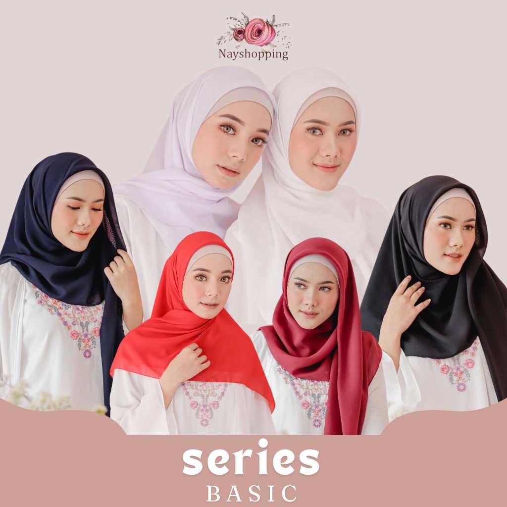NAYS Hijab Bella Square Segi Empat Premium / Jilbab segiempat / Kerudung Hitam - Putih - Merah - BRO