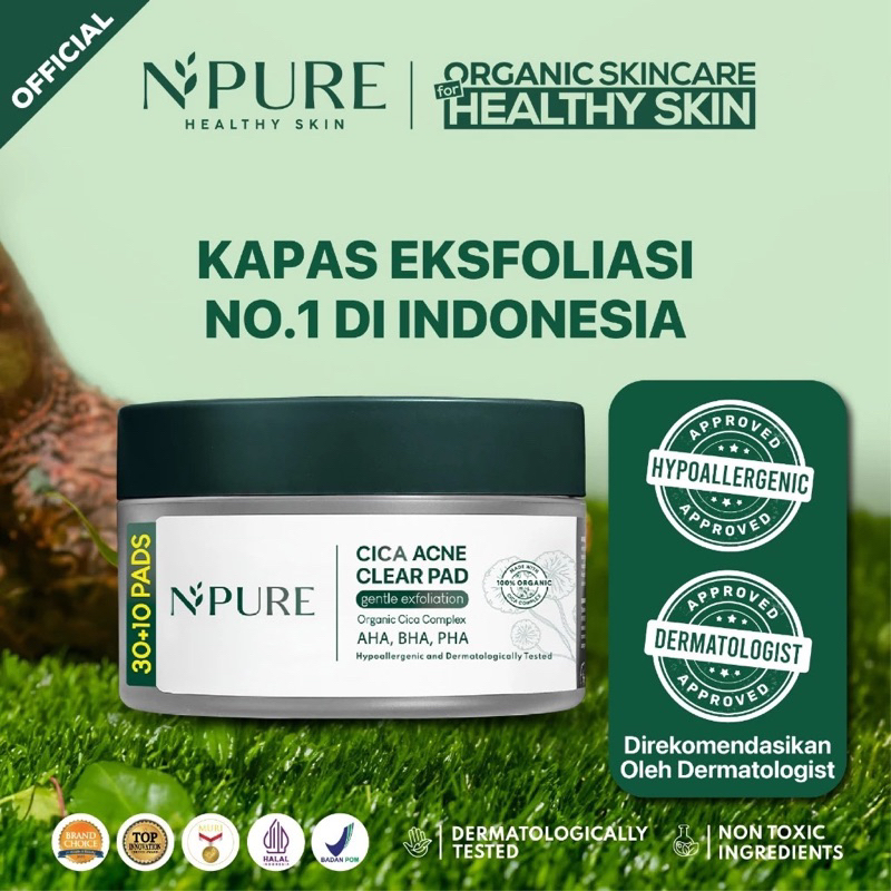 [EXFO PAD] NPURE Acne Clear Pad Cica / Kapas Eksfoliasi Kulit Jerawat / Acne Exfoliating Pad (40 pad