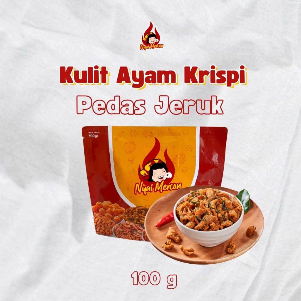 

Kulit Ayam Nyai Mercon Pedas Jeruk 100 gram Cemilan Goreng