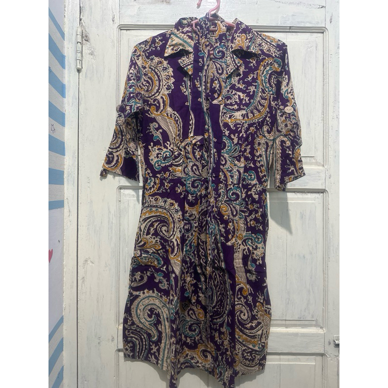 Dress Batik Ungu Tua
