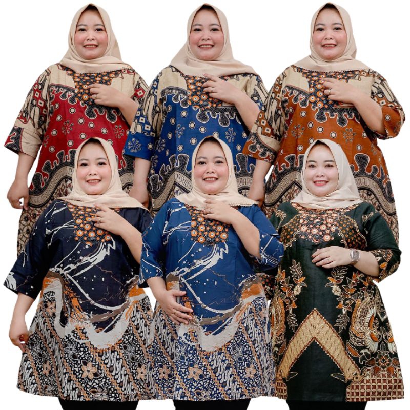 Atasan Wanita Baju Tunik Batik Jumbo Size XXXXL LD140CM LD 140