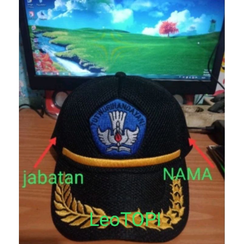 TOPI PDL FREE BORDIR  SIZE BESAR BHAN TEBAL,,BISA PAKAI NAMA DAN JABATAN COCOK UNTUK GURU,PNS ,ASN,I