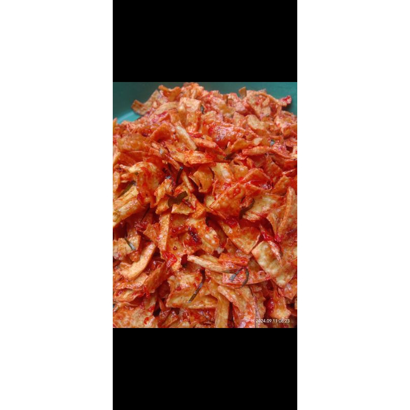 

keripik singkong jadoel pedas manis daun jeruk